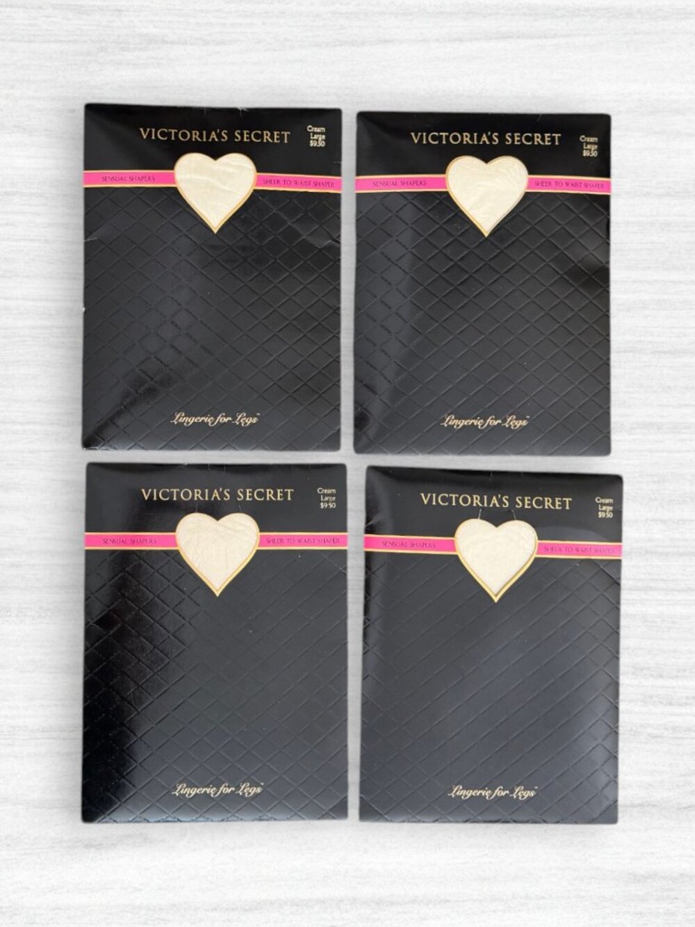Vintage 90s Victoria’s Secret Sensual Shapers Cream Large Pantyhose 4 Pair